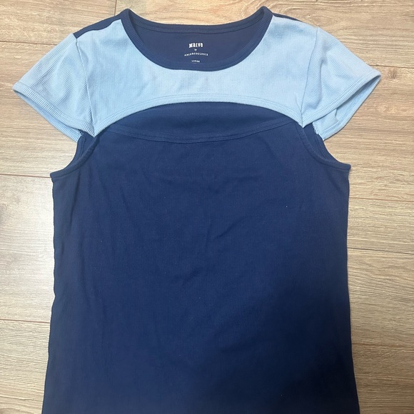 NWOT Maeve Cutout Colorblock Baby Tee in size L - Picture 6 of 7